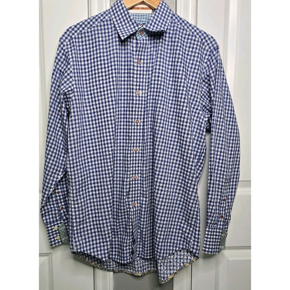 Robert Graham X Long Sleeve Button Up Shirt Size Large Blue Paisley Flip Cuff